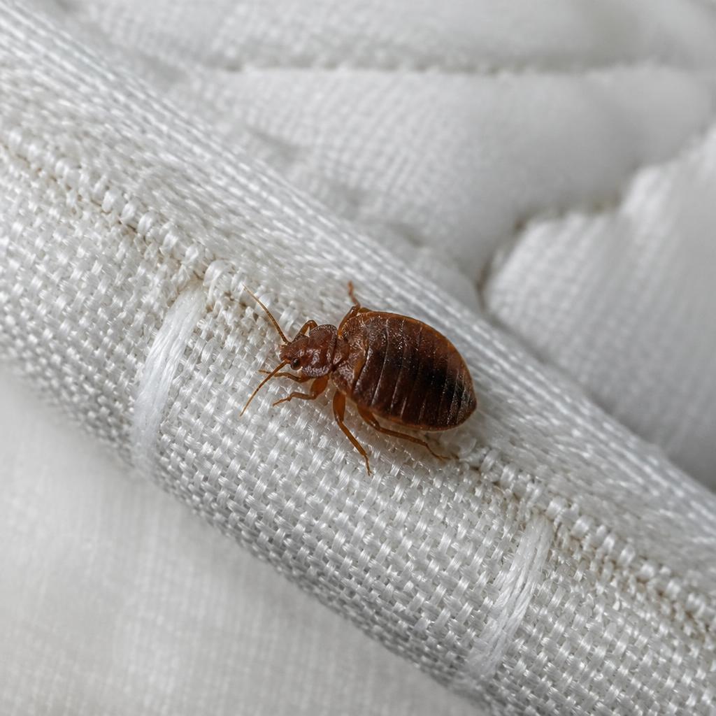 Bed bug on a mattress seam